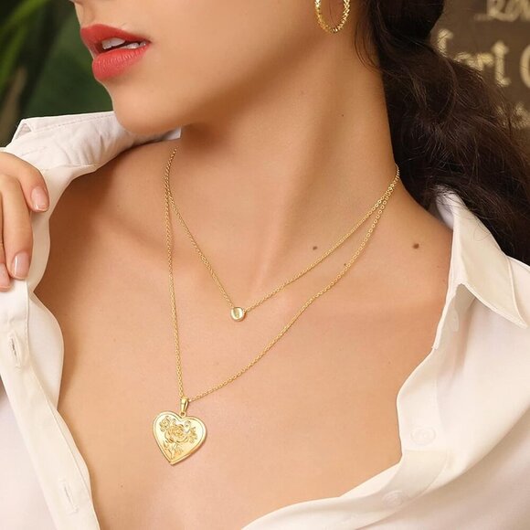 Personalized Picture Necklaces for Women Girls, Platinum/Gold Plated Lockets wit - Picture 3 of 7